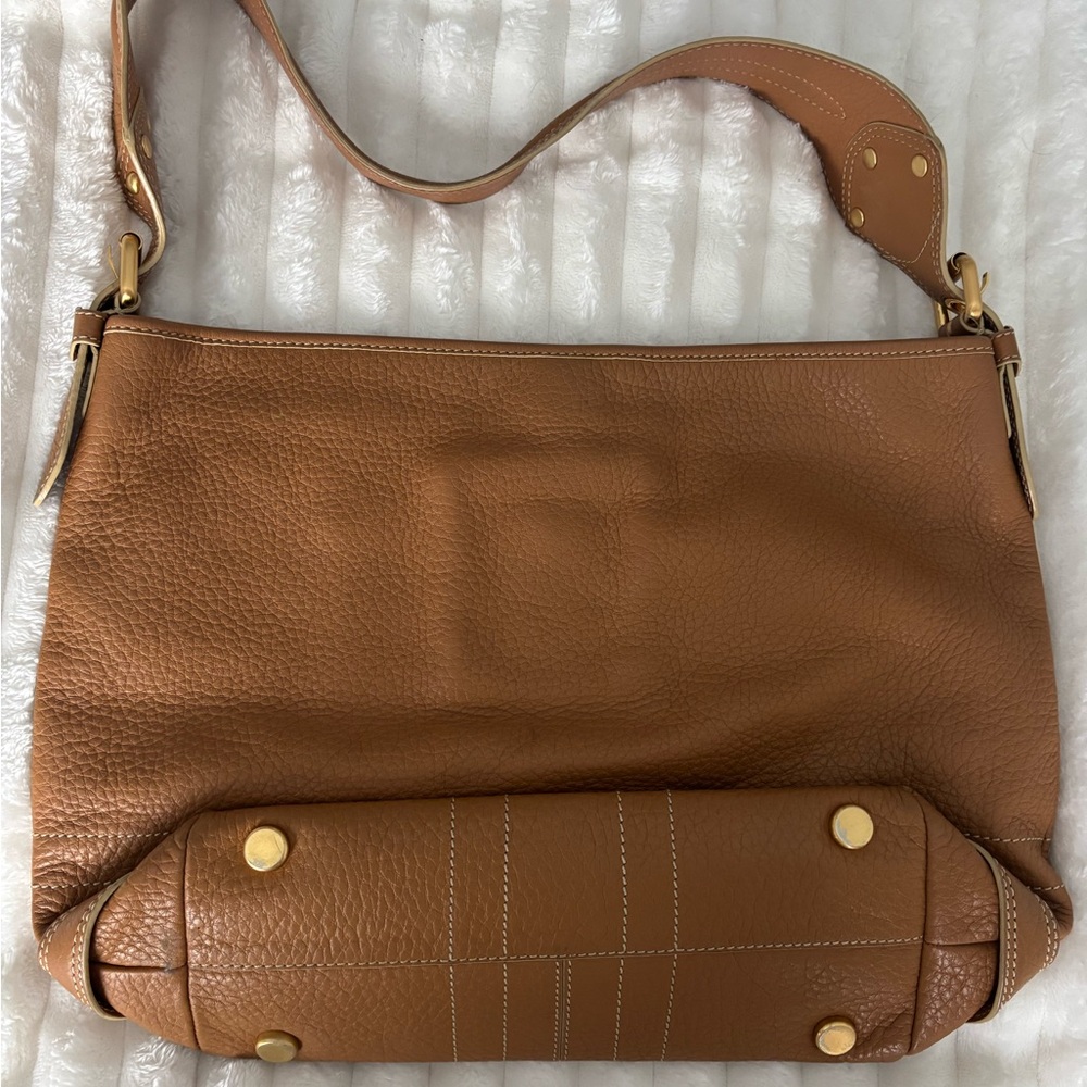 Maxx New York Brown Leather Tote with Gold Accents